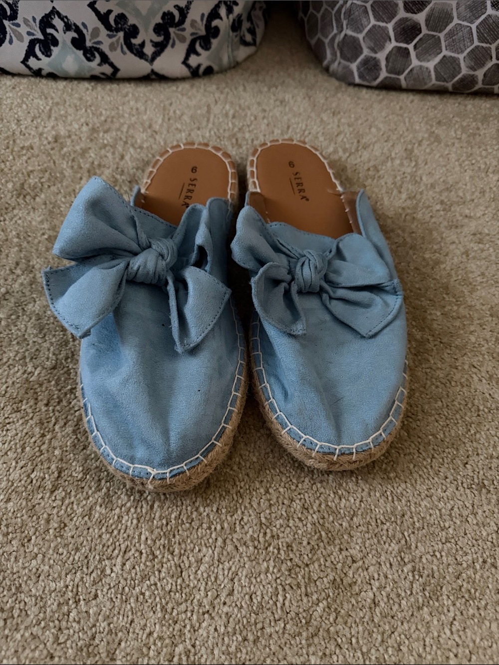 Serra Light Blue Bow Espadrille Mule